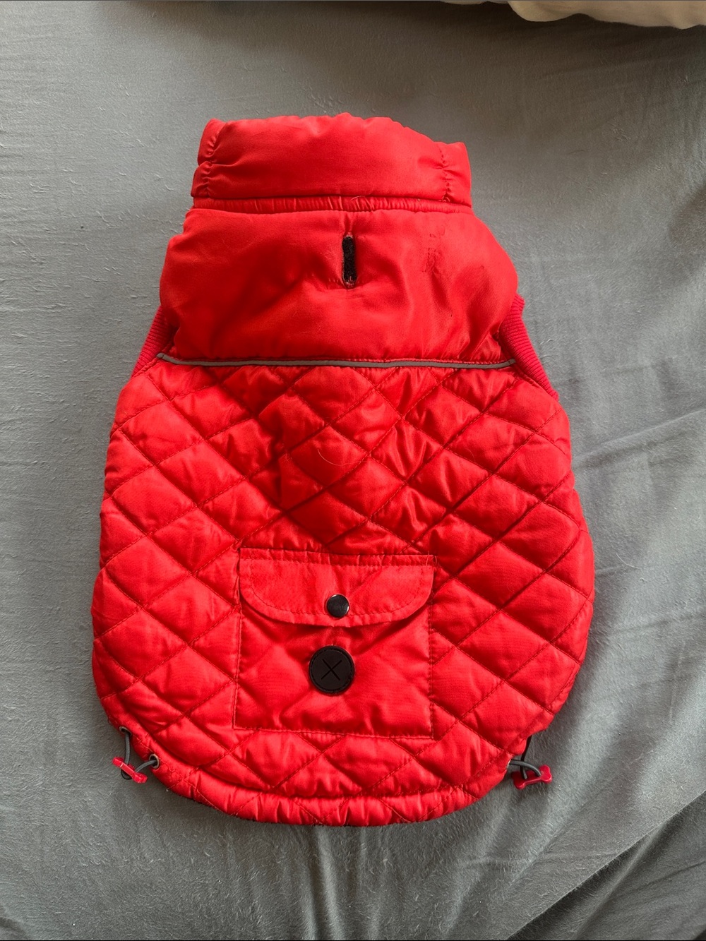 Quilted Red Dog Coat with Pocket - Unbranded